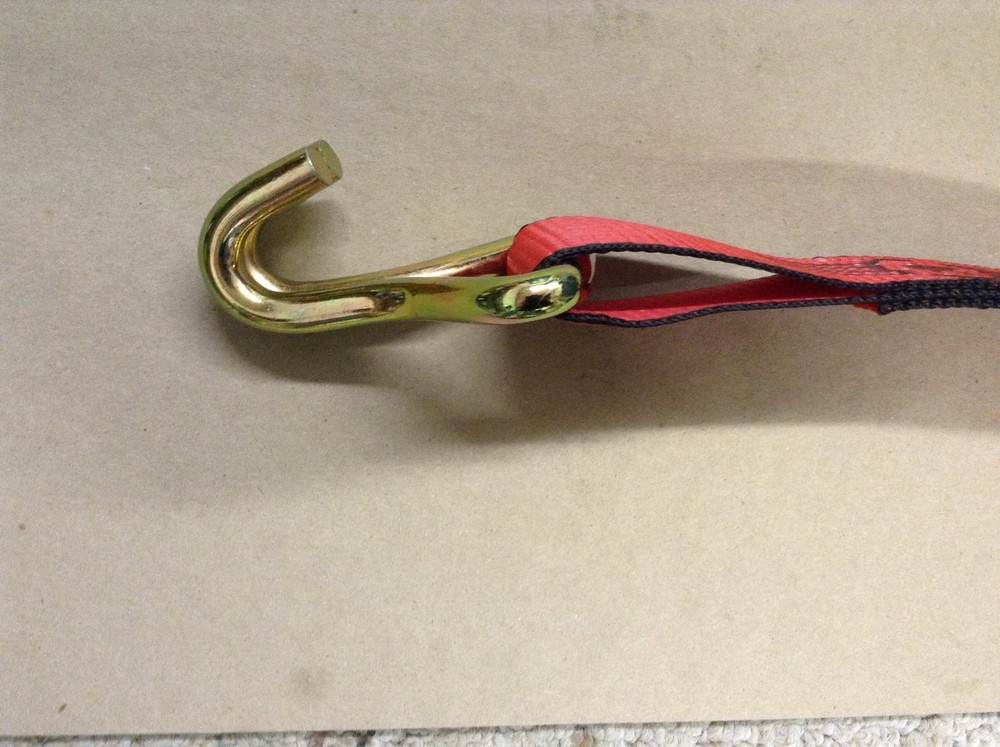 2-2 Inch Ratchet Strap Replacement Ends Long Wire Hook Fixed End Red