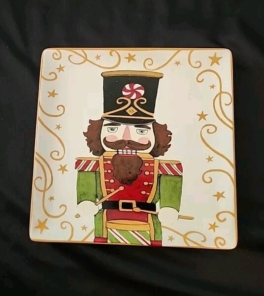 Holiday Magic Nutcracker 8 Inch Square Plate