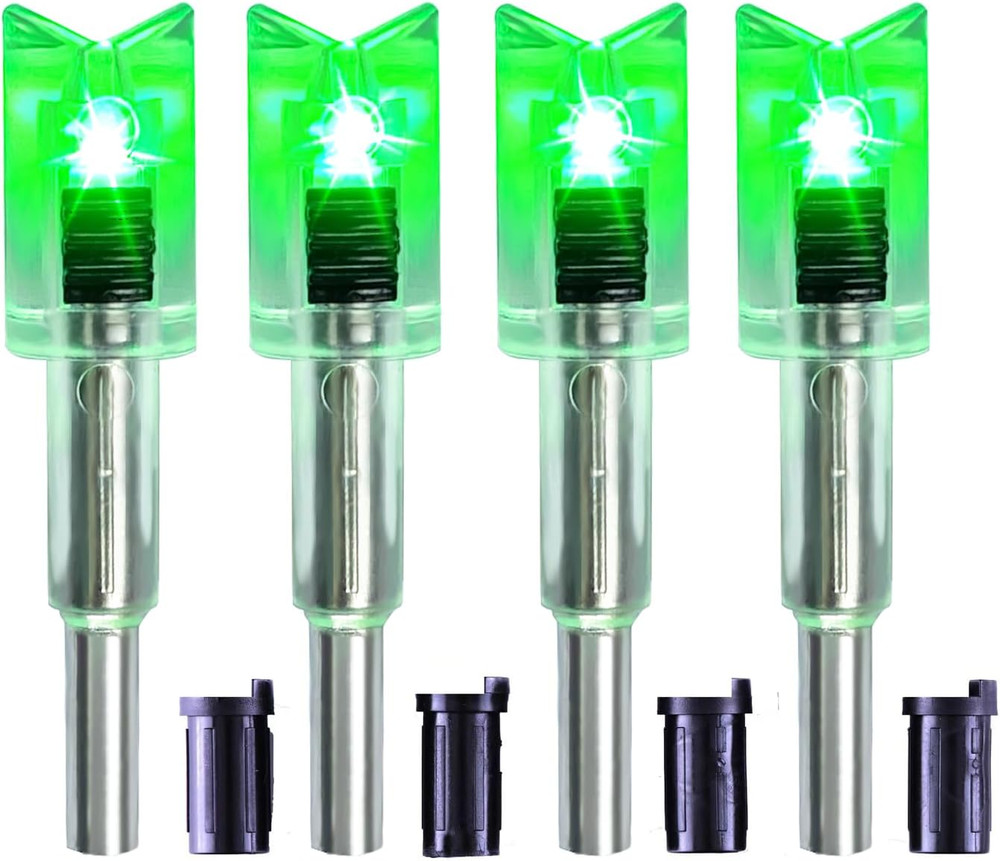 DEEPOWER Crossbow Lighted Nock with On/Off Switch 4 Pack with .285”/.297”/.300”/