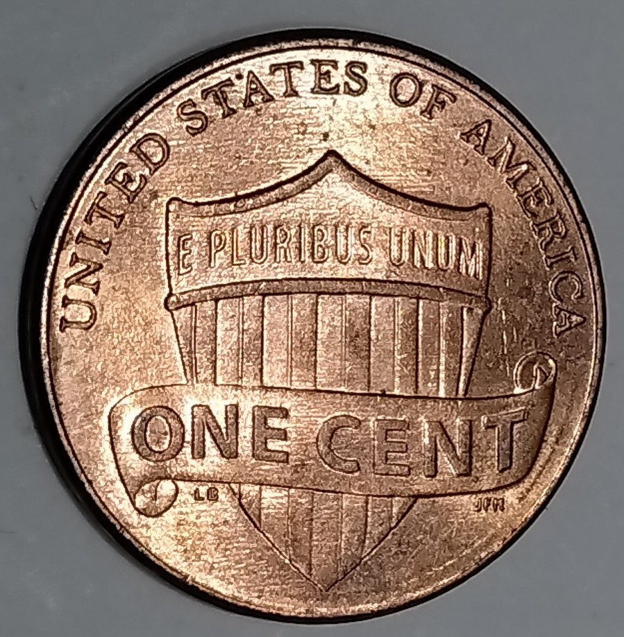 2012 P Lincoln Shield Cent Die Chip Reverse Error Upper left area of shield