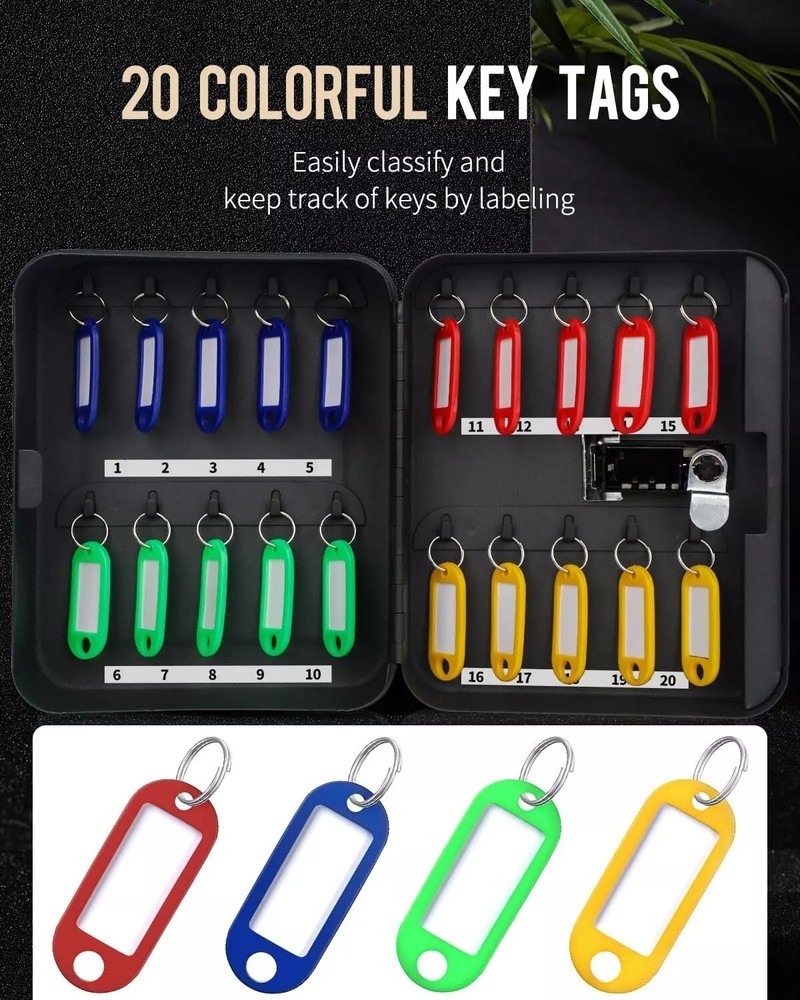 20 Position Key Cabinet with Combination Lock Resettable Black Digital Security