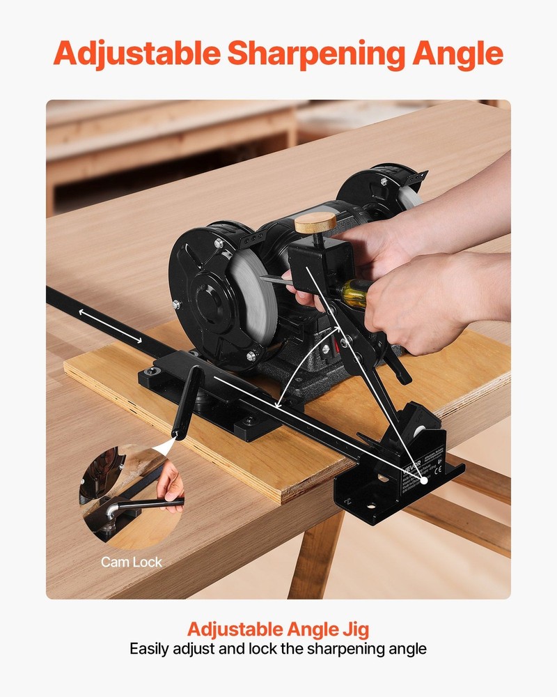 Multi-Grind Jig for 6" & 8" Bench Grinder - Adjustable Tool Rest Support