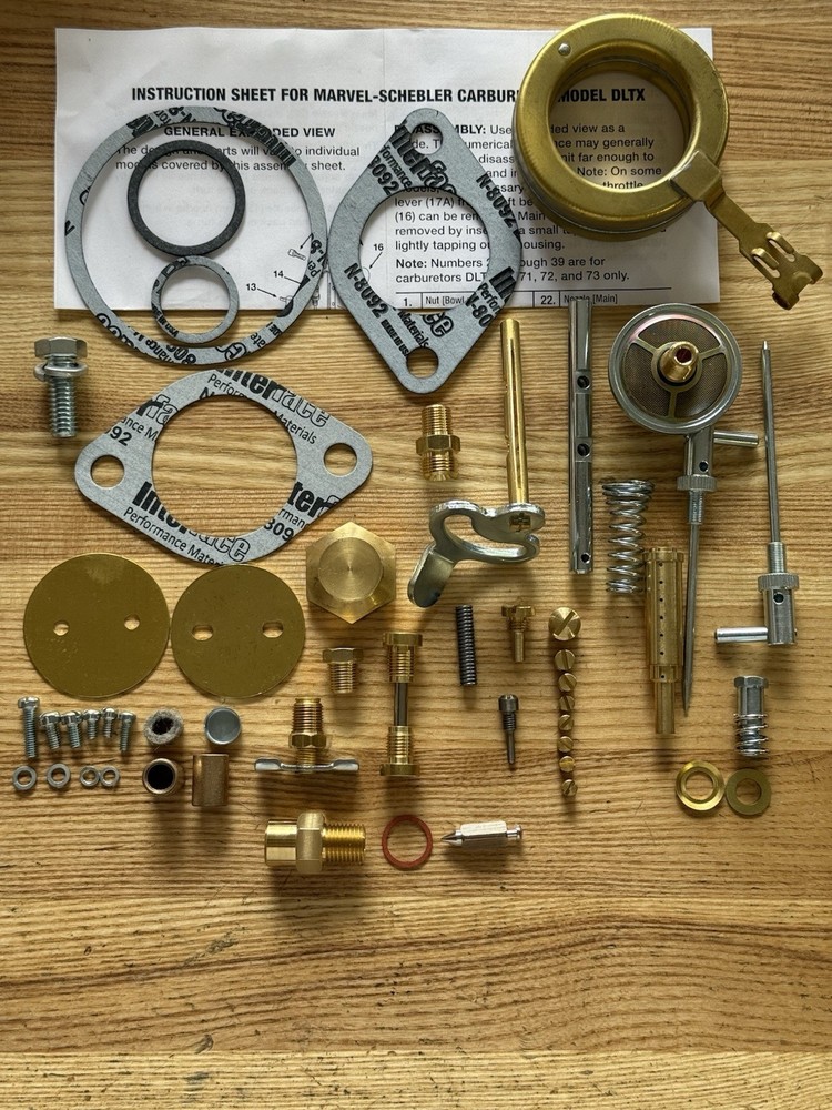 John Deere A, AO, AR Marvel Schebler DLTX 18 19 Comprehensive Carb Kit W/Float