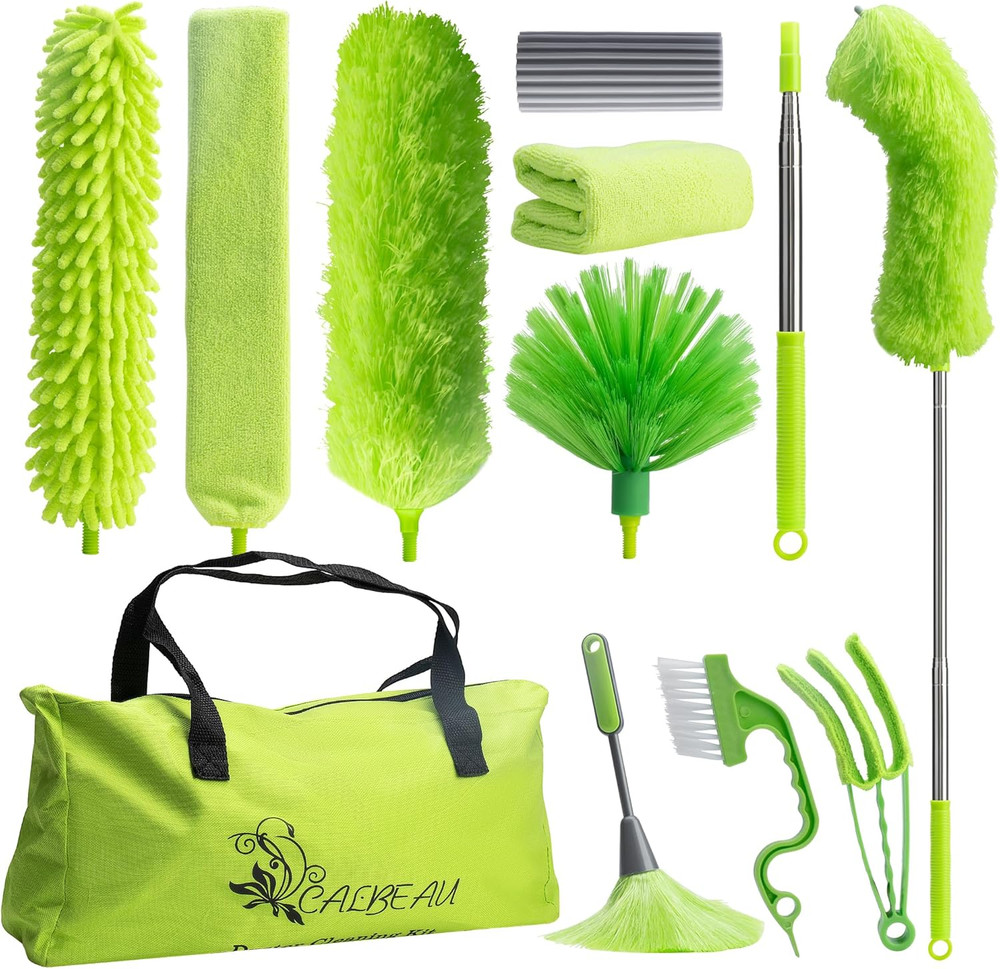 Microfiber Feather Duster with Extension Pole, Bendable Reusable Washable Duster