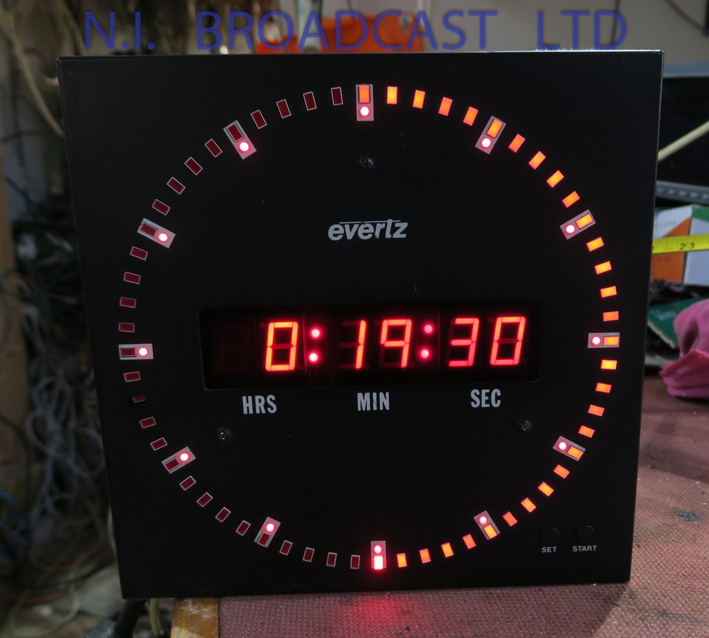 Evertz digital clock with timecode and manual start. (23cm)