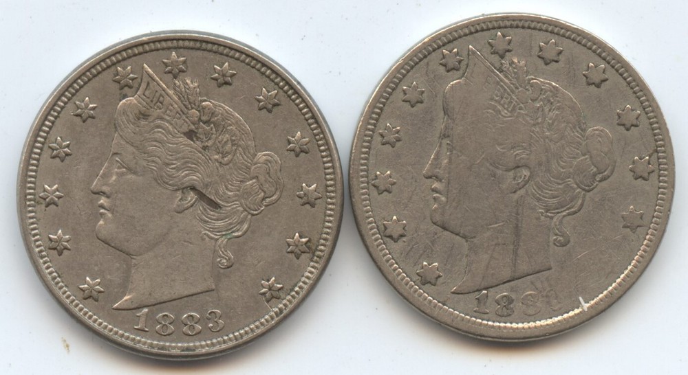 Error 1883 No Cents (#6617) One with Obv. Planchet Issues & One Weakly Struck.