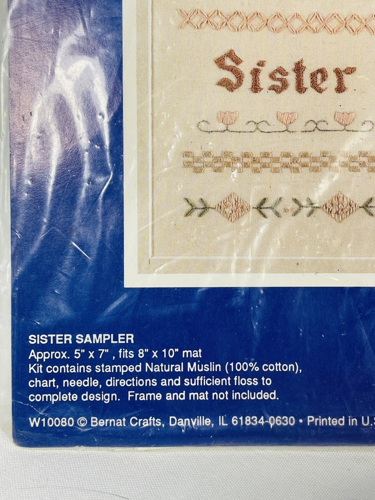 Bernat Stitchery Stamped Sister Sampler Craft Kit