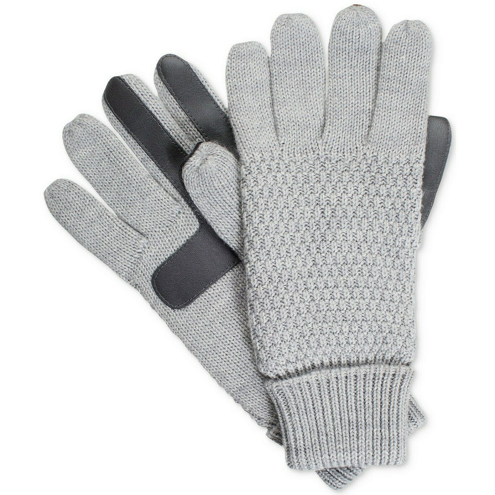 ISOTONER Light Gray Textured Knit smarTouch smartDRI Lined Tech Gloves One Size