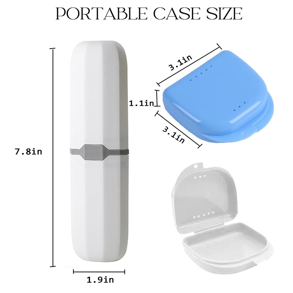7PCS Denture Bath Case Cup Kit Denture Brush Kit False Teeth Cleaning Tools w...