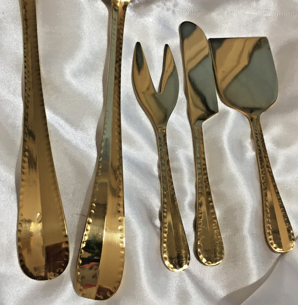 Flatware Serve ware 5 Piece Set 11 in Salad Fork and Spoon and 3 Piece Chees Set