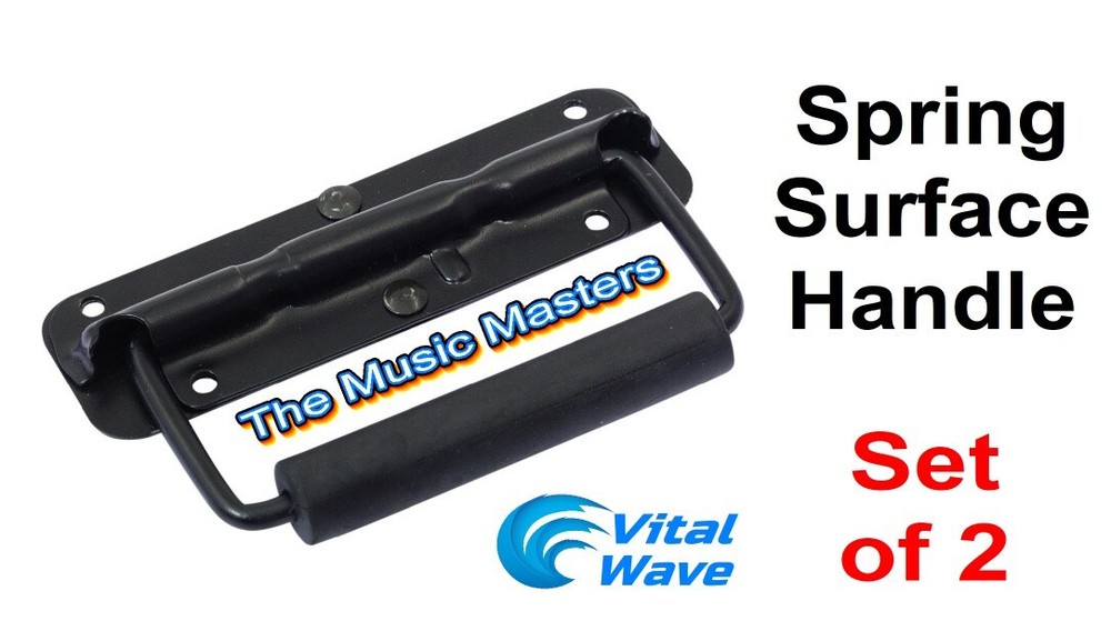 (2) Spring Surface Mount Cabinet Pocket Handles DJ Rack Case Speaker Box Handle