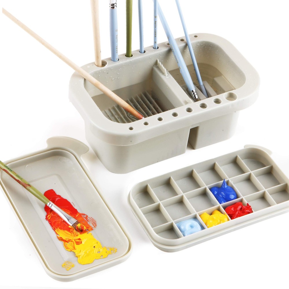 martol Multi-Use Paint Brush Basin with Brushes Gray