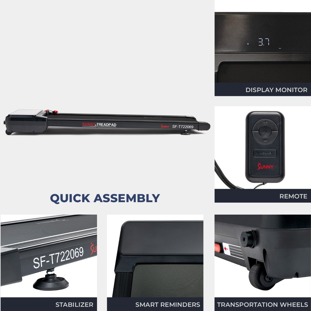 Compact Smart Walking Treadmill Pad Auto Incline Remote Control Bluetooth Safe