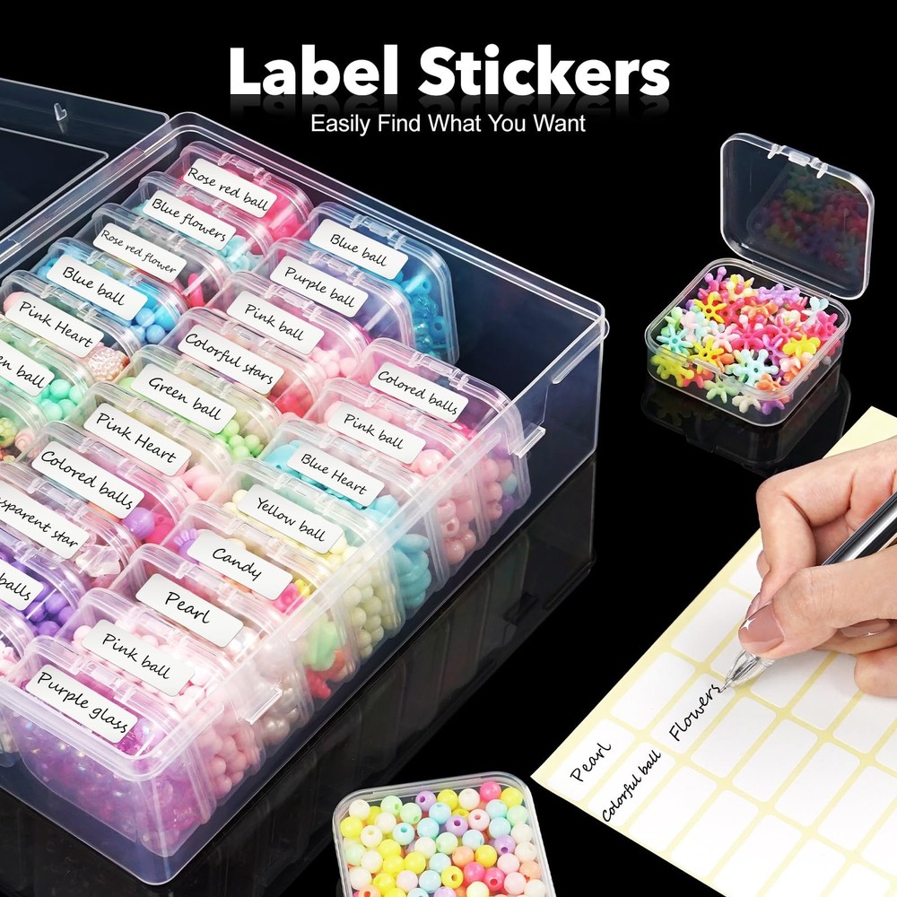 DILIBRA Bead Organizer Box, 93Pcs Small Storage 3 Pack 90 Pcs, Clear