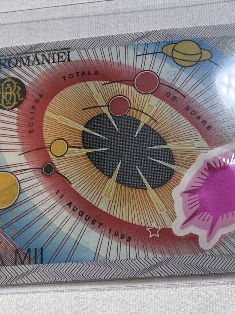 1999 Romania 2000 Lei Total Eclipse Polymer Banknote P# 111a