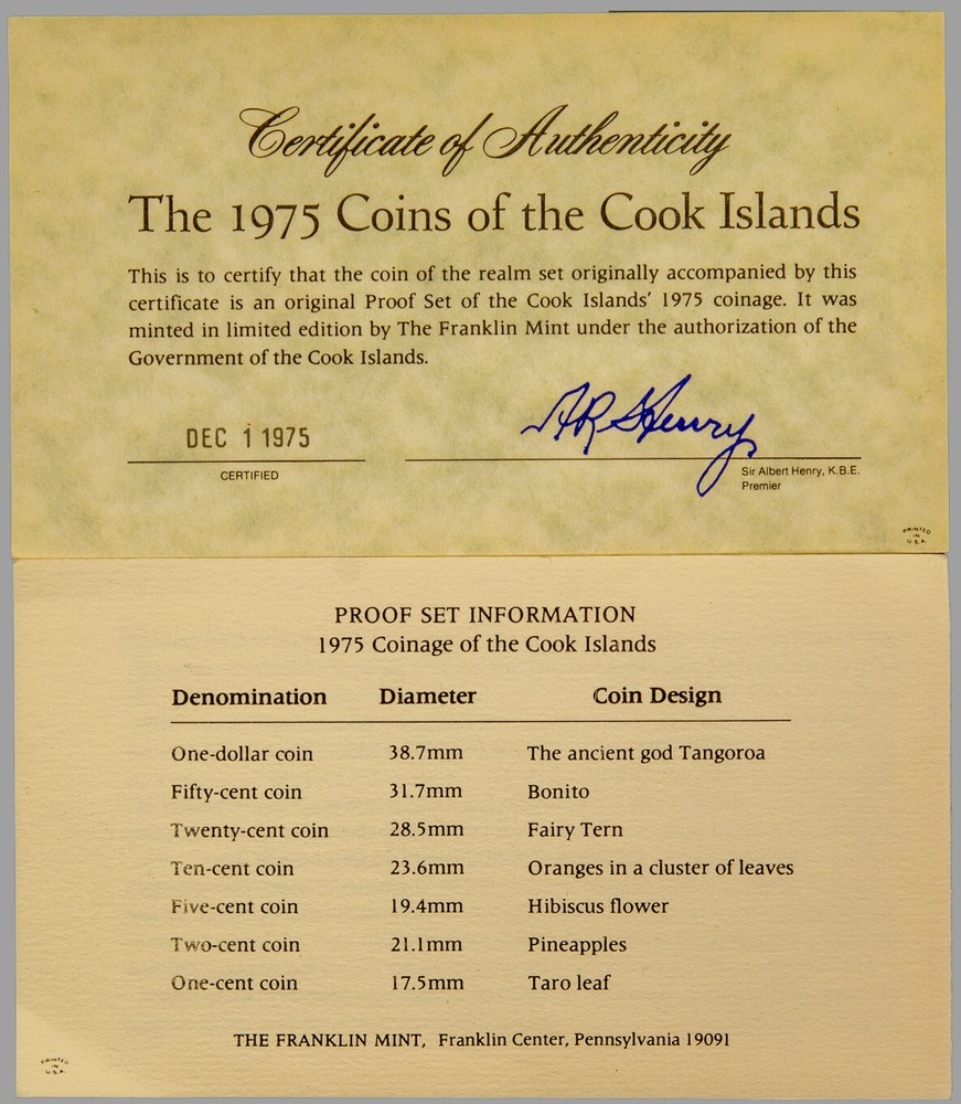 1975 COOK ISLAND COIN SET