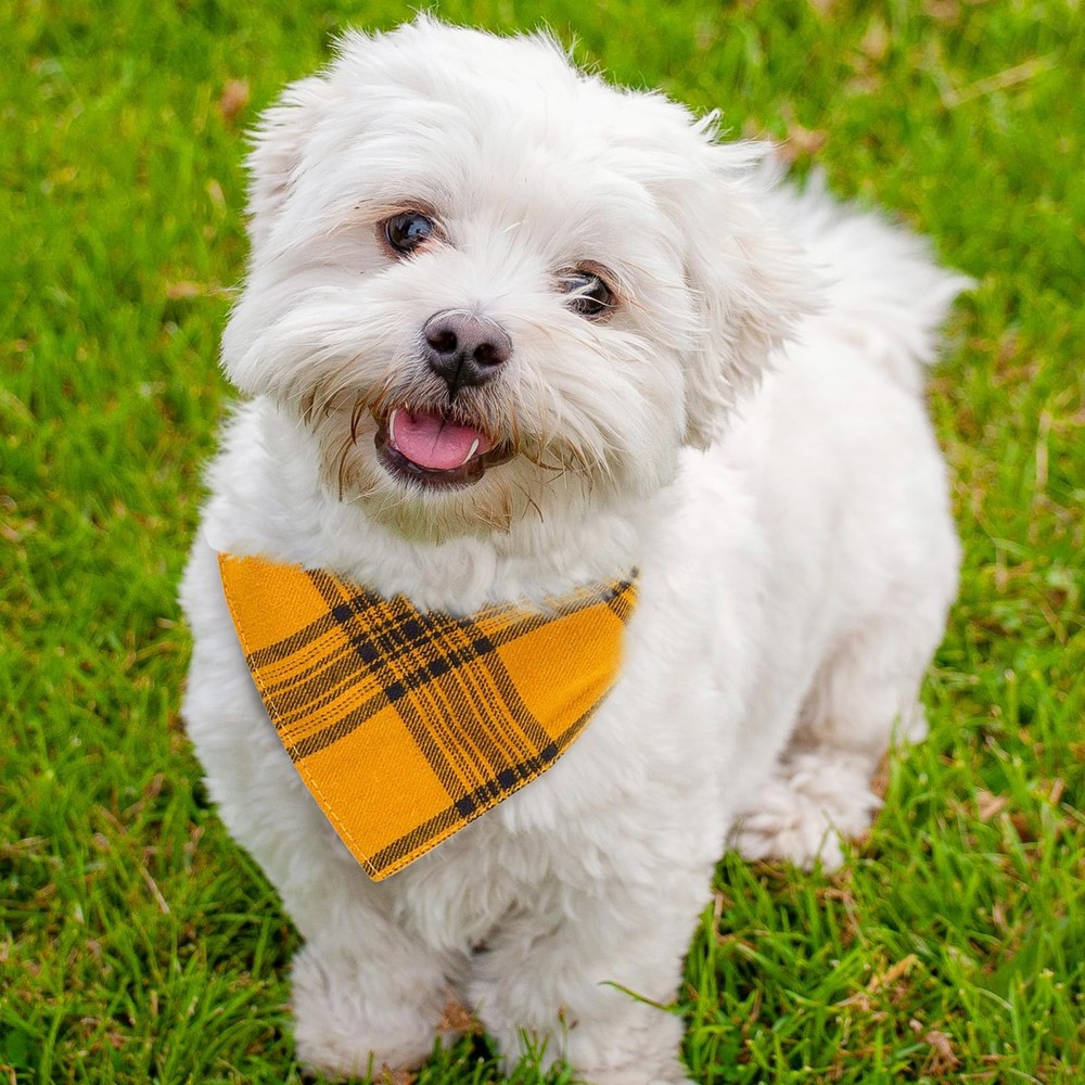 Plaid Pattern Dog Bandana Medium Adjustable Soft Triangle Scarf Pet Access
