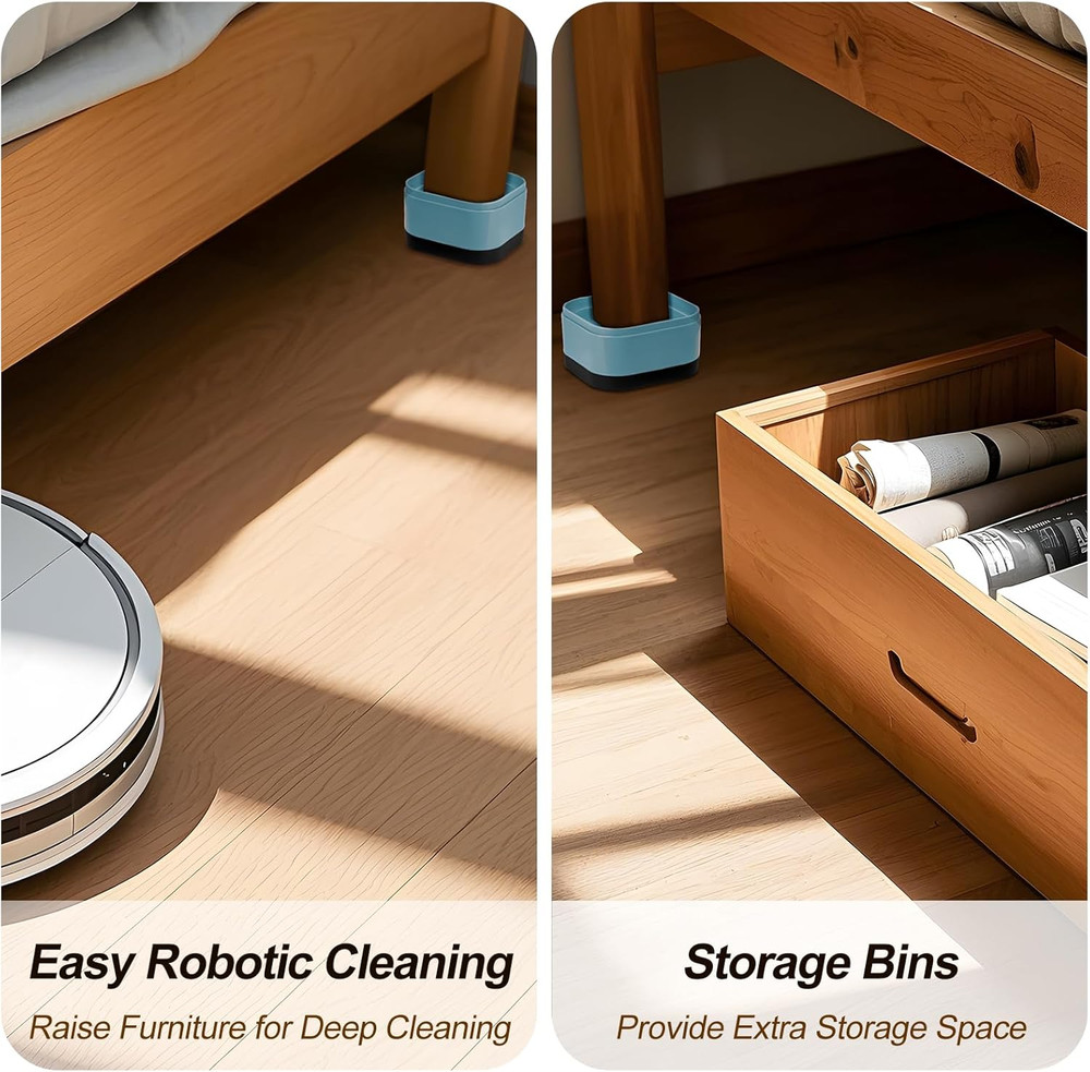 12 Pack Furniture Risers, Adjustable Bed Risers Heavy Duty Stackable Bed Raisers