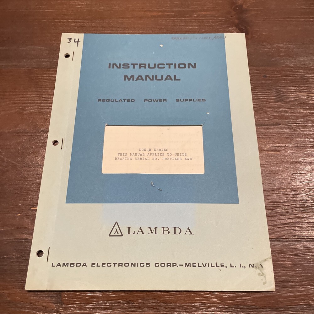 Lambda LCS-B Series Regulated Power Supply Prefixes A&B Instruction Manual