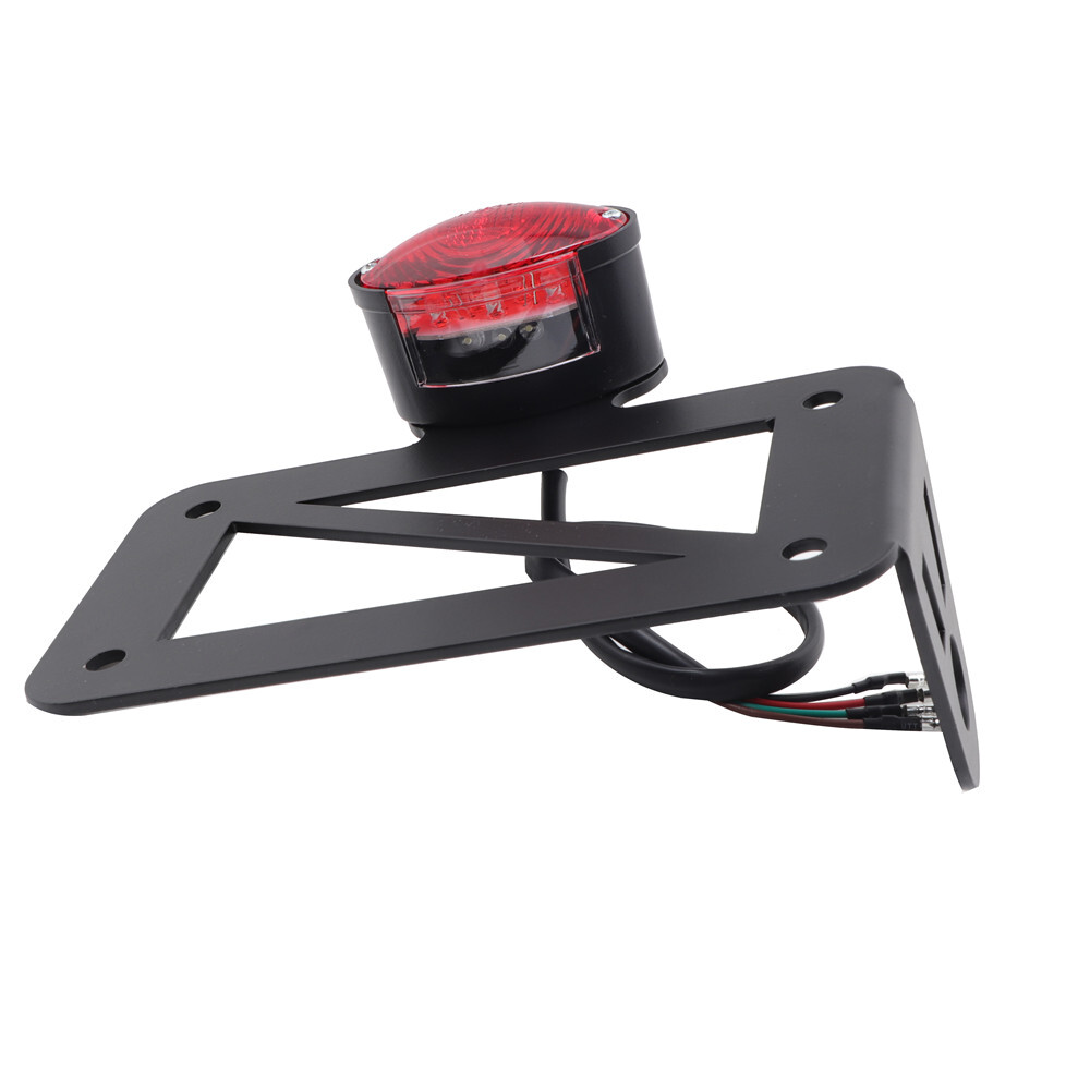 Black Left Side Mount LED Tail Light License Plate Bracket For Harley Bobber