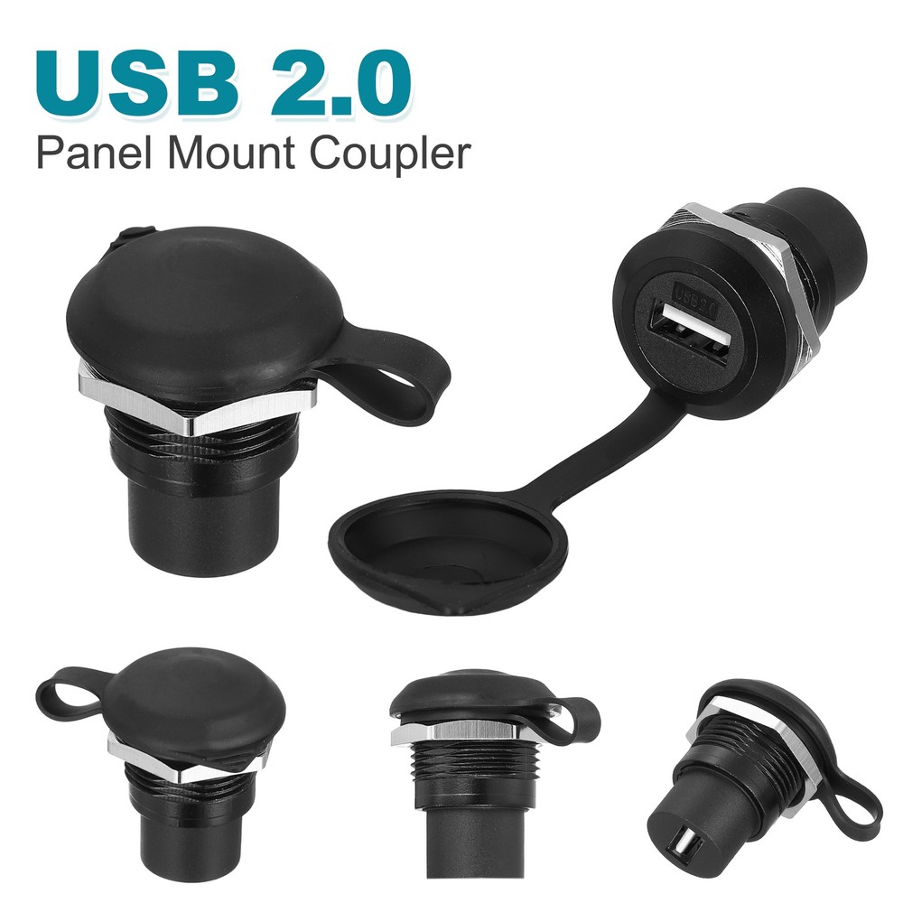 1Pcs USB 2.0 Panel Mount Coupler, USB Pass Through 480Mbps Black