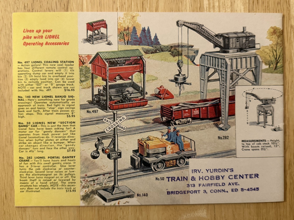 Lionel Catalog 1954 Original mini catalog with outer envelope