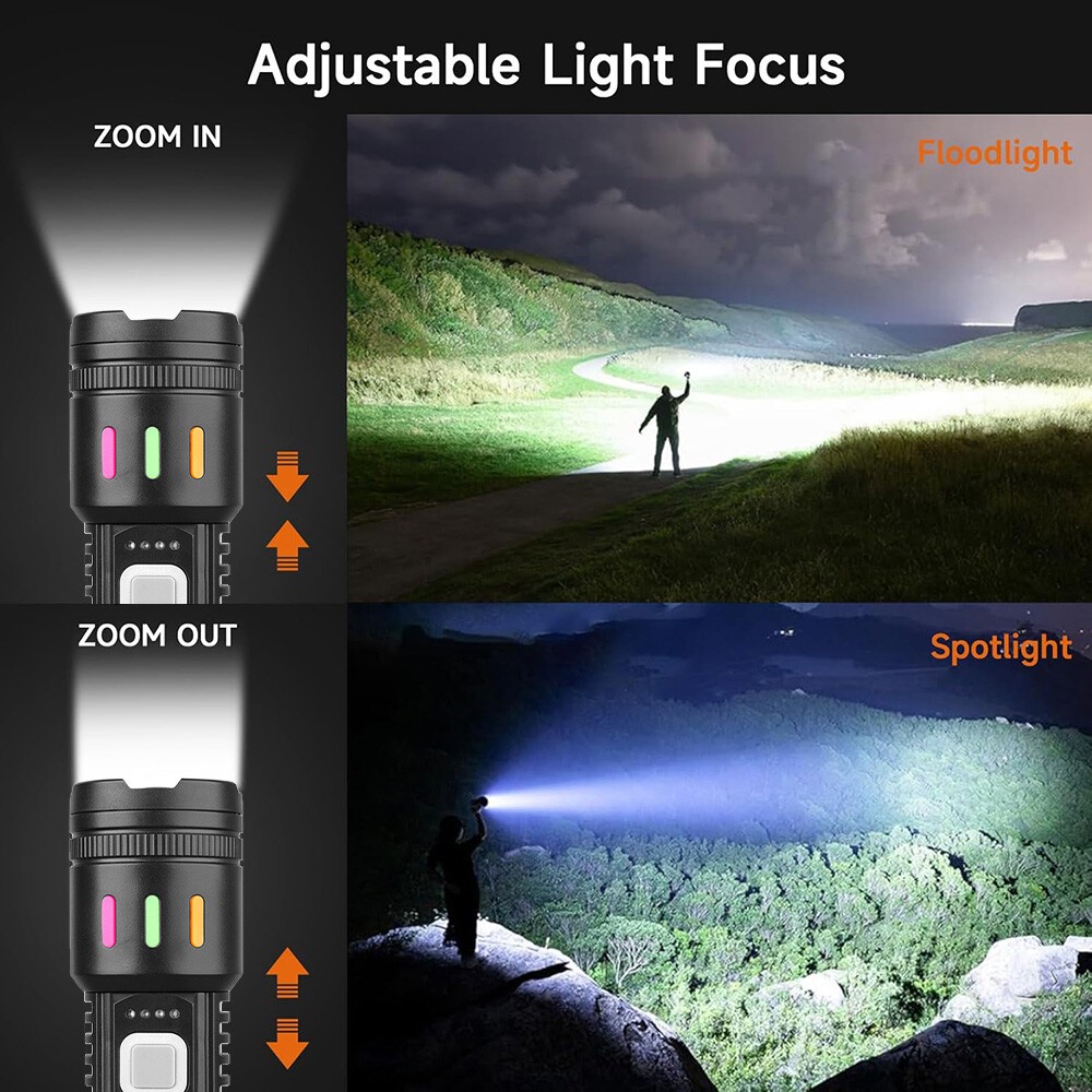 350000000 Lumen Super Bright LED Tactical Flashlight Rechargeable LED Work Light
