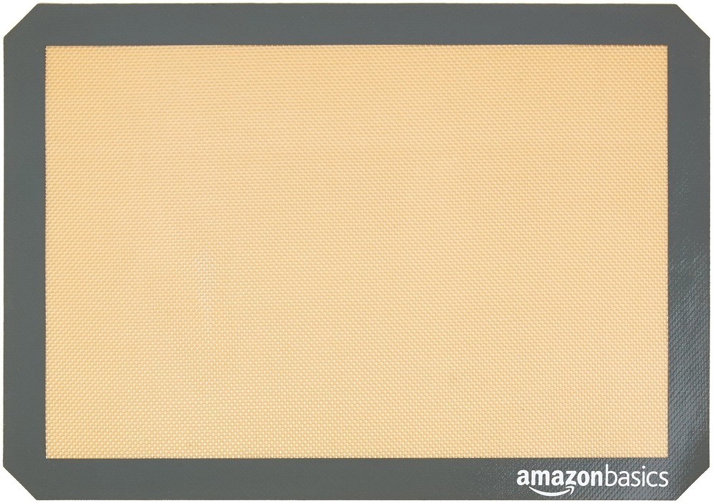 Amazon Basics Silicone Rectangular Baking Mat, 2-Pack, New Beige/Gray