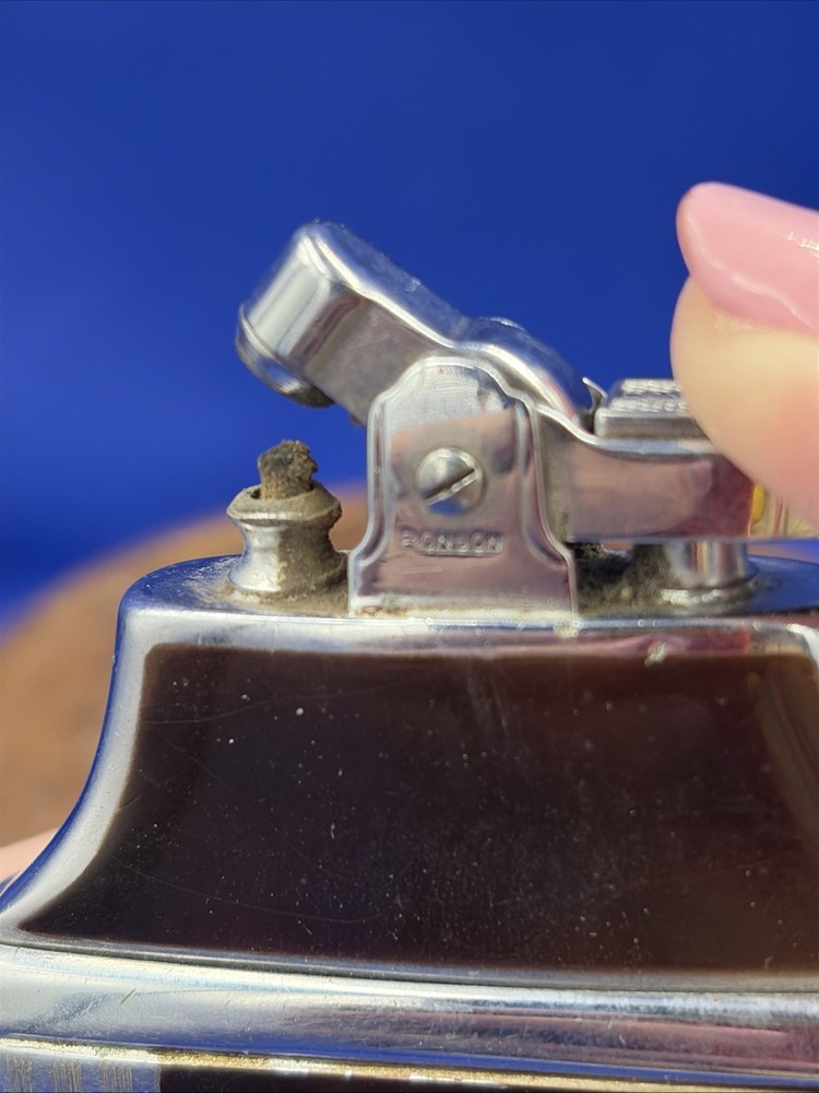 Vtg Ronson Mastercase Art Deco Cigarette Case Lighter Brown & Silver Untested