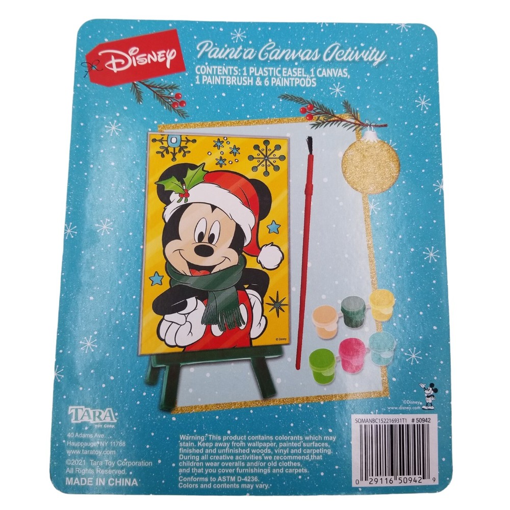 Disney Mickey Mouse Paint a Canvas Activity Include Plastic Easel & 6 Paint Pods
