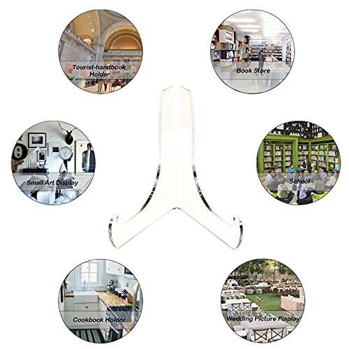 2PC 60-Degree Angle Acrylic Book Stand with Shallow Support Small Clear-2pc