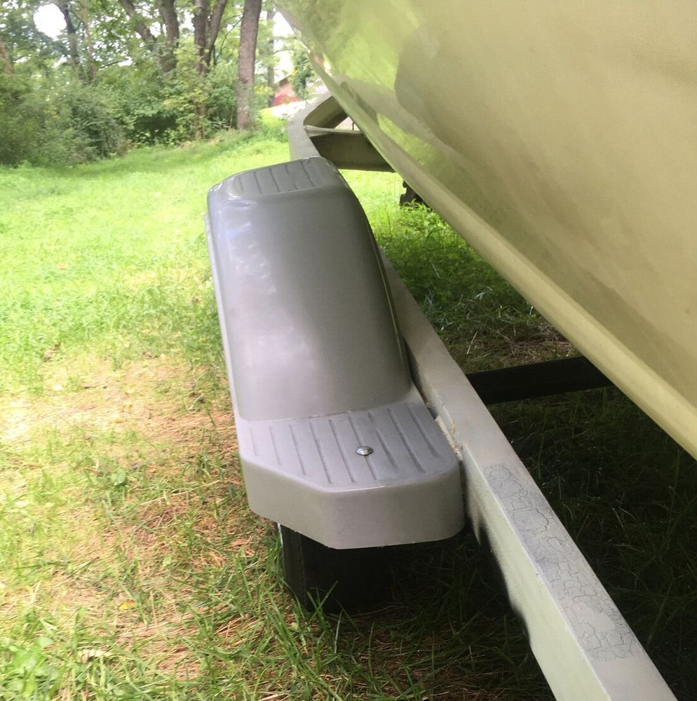 2pcs Gray Single Axle Trailer Fenders w/ Steps For 12" Wheels Tires Skirt Boat