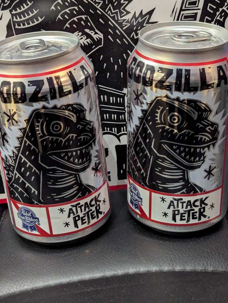 Complete Attack Peter Toho PBR Godzilla Pabst Blue Ribbon Full Case Empty Cans