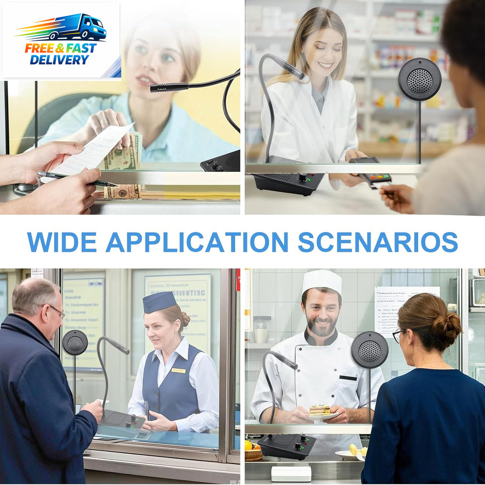 Window Speaker Intercom System,Dual Way Anti-Interference Intercommunication Mic