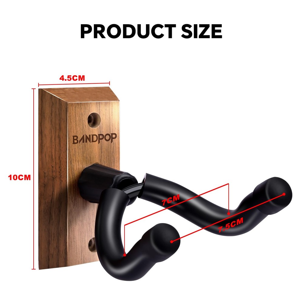 Bandpop Guitar Wall Mount - Black Walnut 1 Pack, 1pack