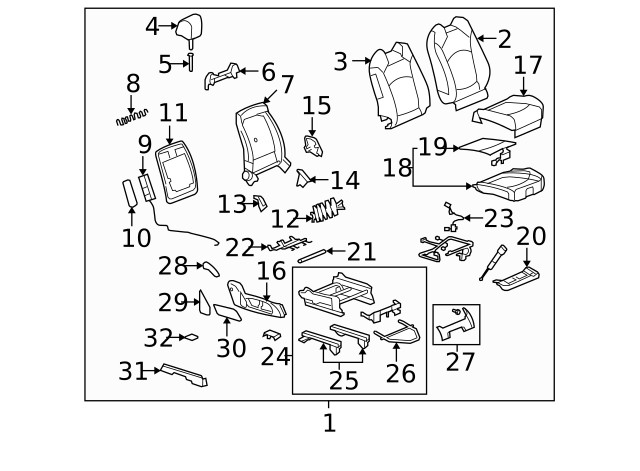 Genuine GM Medium Titanium Front Seat Head Restraint 23433508
