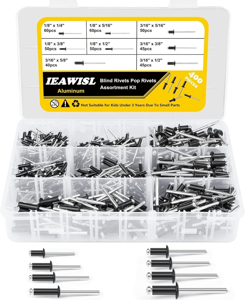 Black Aluminum Pop Rivets Kit