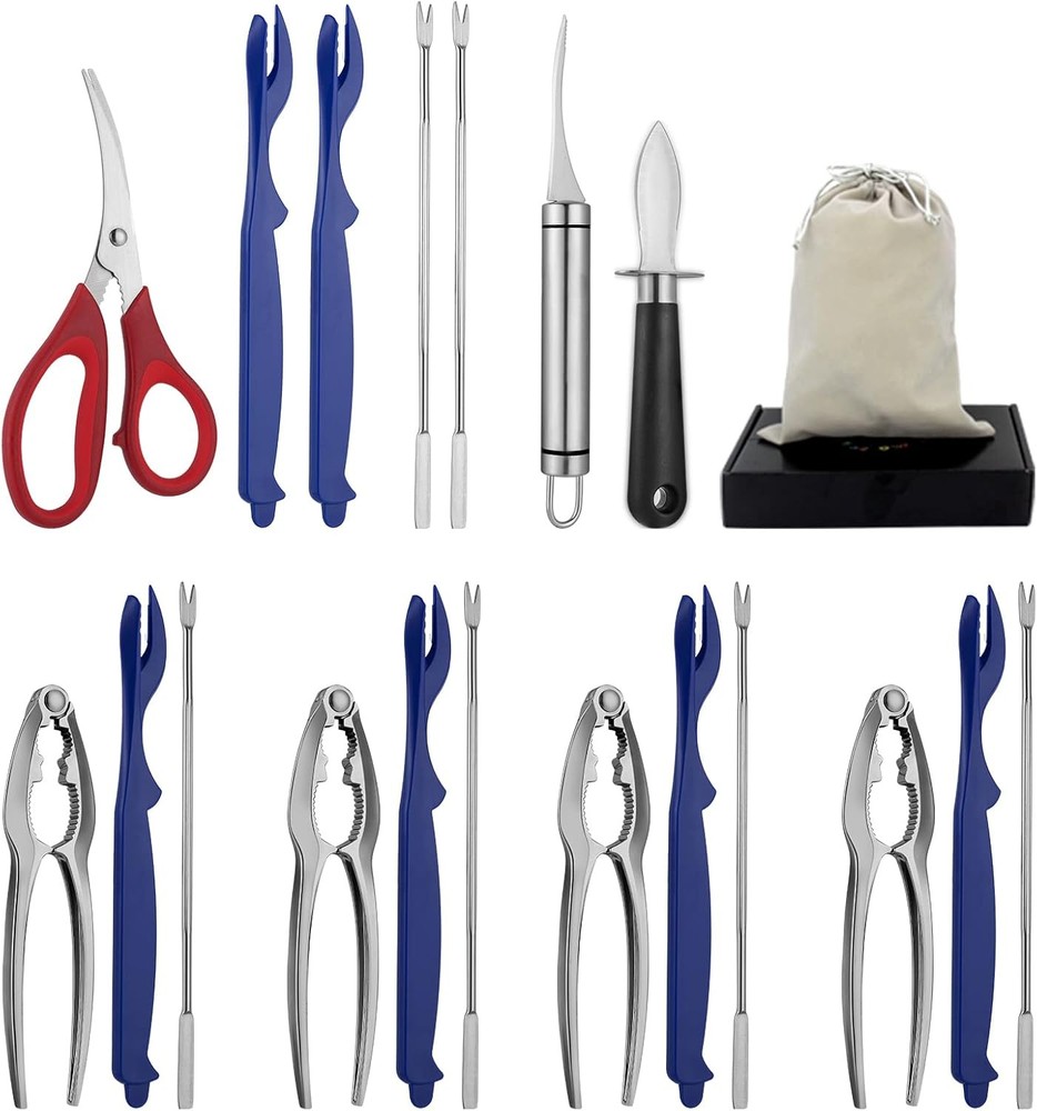 Seafood Tools Set Includes 4 Crab Crackers 6 Seafood Fork 6 Lobster Crackers 1 S