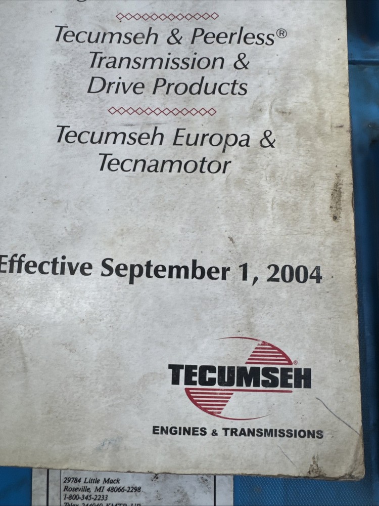 2004 Tecumseh Price List Catalog