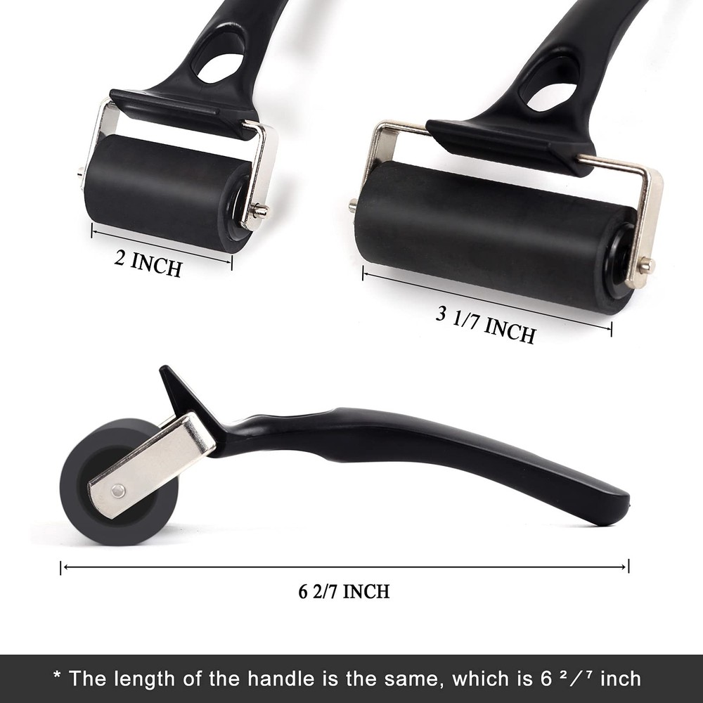 Rubber Roller Brayer for Crafting 2 Pack 2" and 3 1/7" Ink Roller Tool
