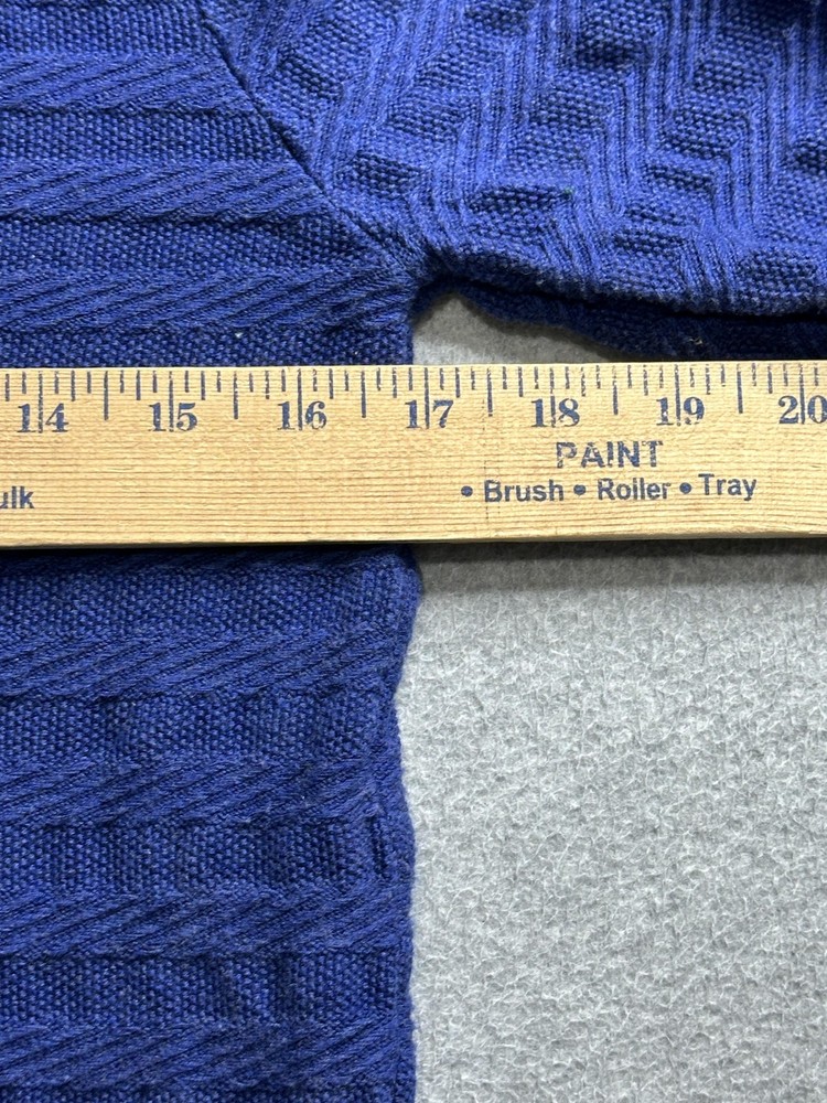 Massimo Dutti Sweater Mens Medium Blue Cotton Textured Pullover Button Collar