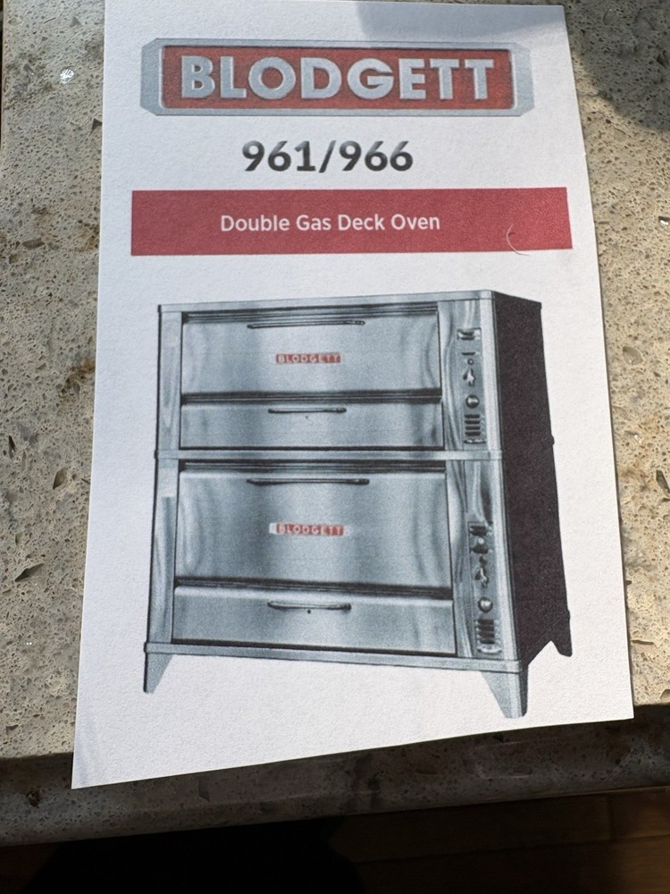 BLODGETT 961/966 Double Gas Deck Oven
