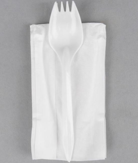 Individually Wrapped Medium Weight White Plastic Spork - 50 Pack
