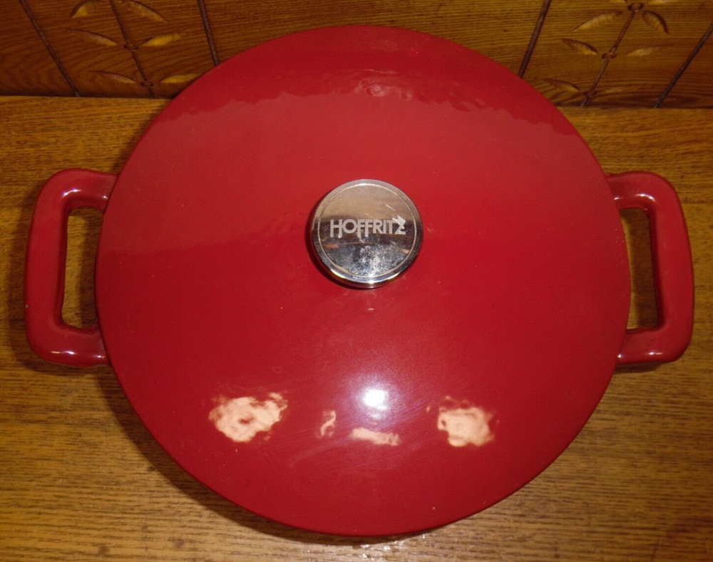5.5 Qt. Red Hoffritz Enameled Cast Iron Dutch Oven
