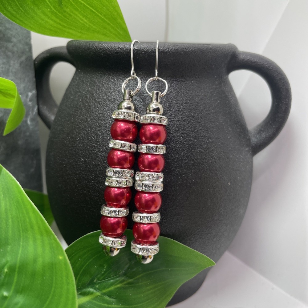 3” Silver-tone Acrylic Beaded Boho Drop Dangle Earring Set New Free Ship C152
