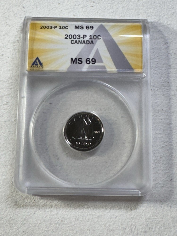 2003-P Canada 10 Cents Graded MS 69 by ANACS