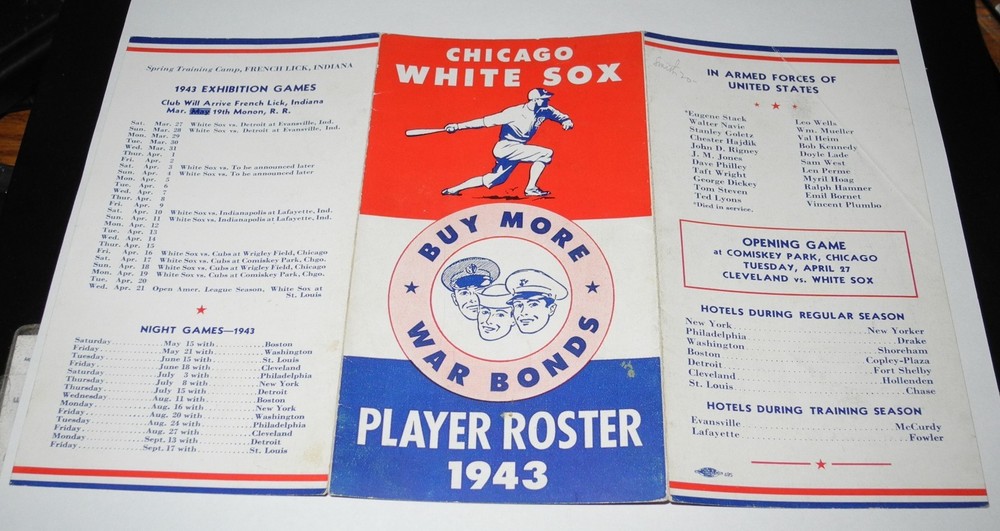 1943 Baseball Chicago White Sox Spring Training Media Guide Book Roster Program
