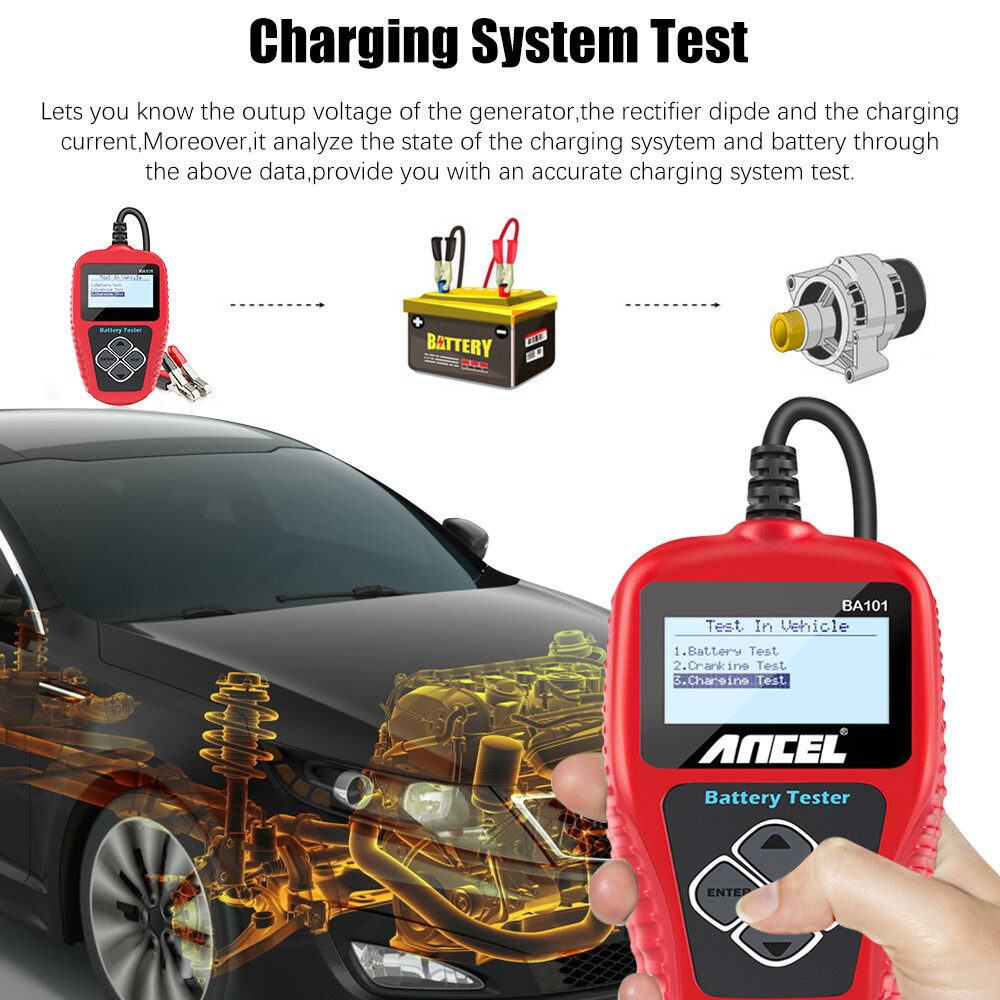 ANCEL BA101 Car Battery Tester 12V Load Tester Charging System Digital Analyzer