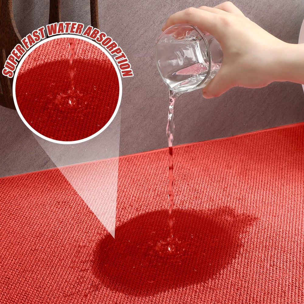Extra Large Dish Drying Mat 2 Pack 30x24 Inch Red Microfiber Absorbent Pad