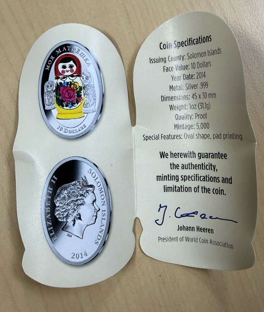 2014 Solomon Islands $10 Nesting Doll Silver Coin